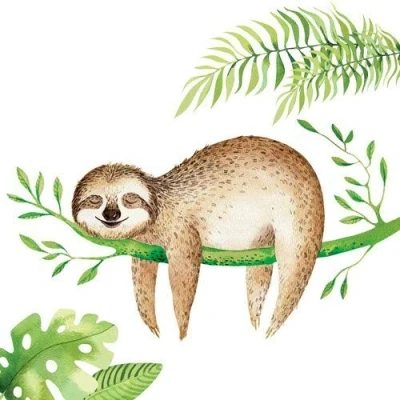 Afbeelding van 20 servetten schattige luiaard uit de jungle als diermotief 33 x cm