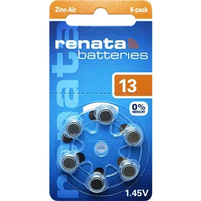 Afbeelding van Renata Gr. 13 gehoorapparaat batterijen 5X 6 blister PR48 oranje 1,45V ZA13.DP6