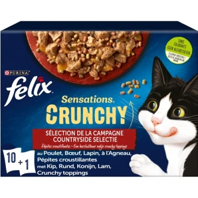 Afbeelding van PURINA Felix Crunchy vleesvoer, kat, 10 x 85 g