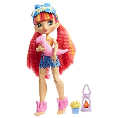 Afbeelding van ​Cave Club Slaapfeestje in de Grot Emberly pop (20 25 cm), beweegbare met roze haar en 3 accessoires, cadeau voor kinderen vanaf 4 jaar