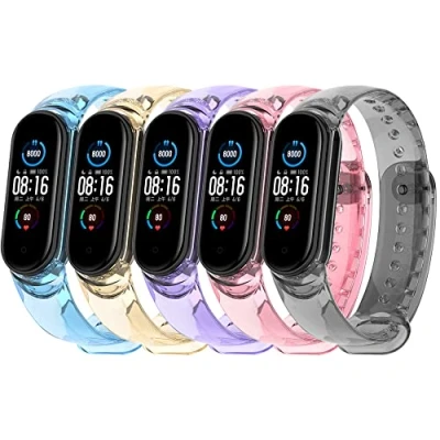 Afbeelding van ACTECH Armband voor Xiaomi Mi Band 5, siliconen, reservearmband, 5 stuks, kleurverandering in de zon, Transparant, duurzaam, zacht