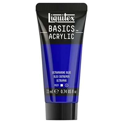 Afbeelding van Liquitex 8870485​ Basics acrylverf Ultramarine Blue, 22 ml tube, lichtecht, waterbestendig, voor het schilderen en decoreren van hout, metaal, keramiek, kunststof, canvas