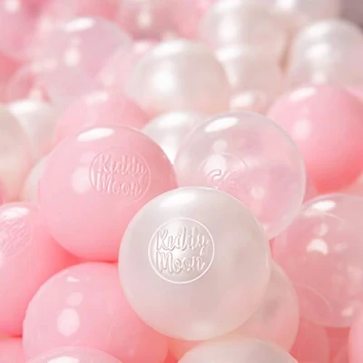 Afbeelding van KiddyMoon Plastic Ballen Voor Kinderen Ø 6Cm Kleurig Gecertificeerd, Poeder Roze Parel Transparant, 100 Ballen/6Cm