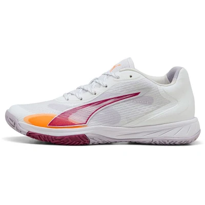 Afbeelding van Puma Accelerate Turbo 4 Handbalschoenen, Dames, Maat: 42.5, White/berry/lilac crush/heat fire Textiel/ synthetisch