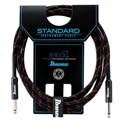 Afbeelding van Ibanez SI10 BW 10ft 2 Rechte Plugs Standaard Geweven Instrument Kabel Zwart/Wijn Rood