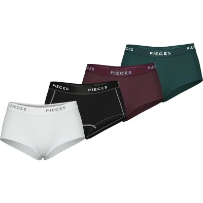 Afbeelding van Pieces Pclogo LADY Solid 4 PACK Slip, Dames, Maat: XS, Winetasting/black/ponderosa pine/white