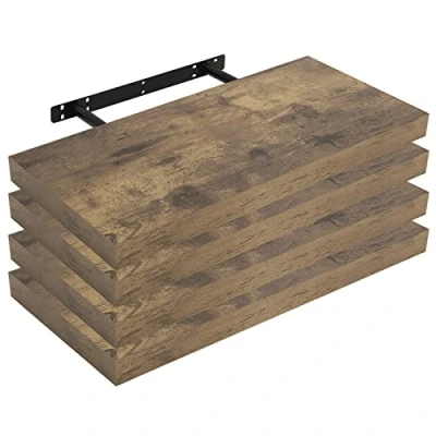 Afbeelding van WOLTU RG9369hov 4, wandplank, boekenplank, planken voor decoratieve wandplanken, van MDF hout, set 4 hangplanken, vintagebruin, 70 x 22,9 3,8 cm, stuks
