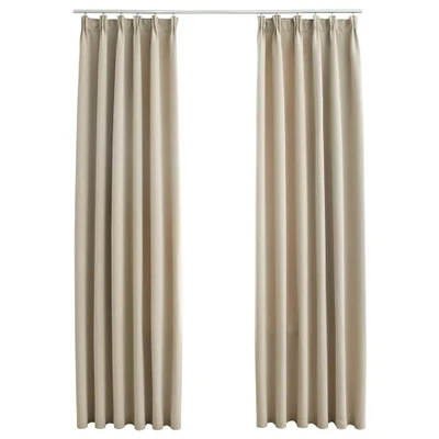 Afbeelding van Gordijnen verduisterend met haken 2 st 140x225 cm beige