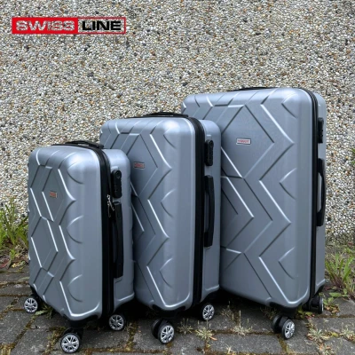 Afbeelding van Swiss Line Switzerland Kofferset 3 Delig Complete Reiskoffer set Hardcase koffer ZILVER/GRIJS