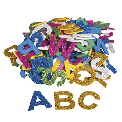 Afbeelding van Rayher 30227000 Schuimrubber alfabet glitter, 3 cm, 130 stuks, zelfklevend, kleuren gemengd, glitterschuimrubberen stickers, ABC, om te decoreren