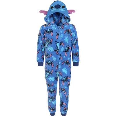 Afbeelding van Blauwe, Polar Fleece Eendelige Pyjama, Kinder Onesie met Capuchon, OEKO TEX