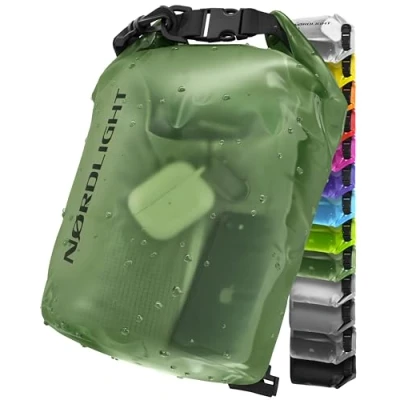Afbeelding van Nordlight Dry Bag en Waterdichte Tas (10L, Donkergroen) pakzak met rolsluiting schouderband Zwemmen, strand, kanoën, staand peddelen, duiken