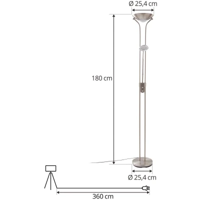 Afbeelding van Lindby LED vloerlamp &#039;Josefin&#039; in Alu uit overige metaal o.a. voor woon / eetkamer, inclusief lichtbron uplighter