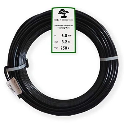 Afbeelding van Grow A Bonsai Tree trainingsdraad van geanodiseerd aluminium, 6 mm, 250 g, 3,2 m, kies je maat en kleur (6 zwart)