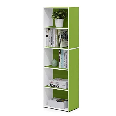 Afbeelding van Furinno Luder 5 Tier Omkeerbare Kleur Open Plank Boekenkast, Wit/Groen