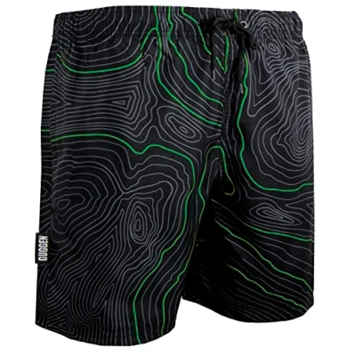 Afbeelding van GUGGEN MOUNTAIN Zwembroek voor Heren Zwemshorts Het Strand Sneldrogende Zomer Style 2335 met Strandbroek Boardshort Korte Broek Geruit Geblokt Patroon Linnen Kleur Groen M