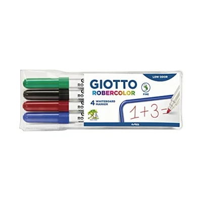 Afbeelding van Giotto Box of 4 Whiteboard markers Robercolor thin tip 2,8 mm green, red, black, blue