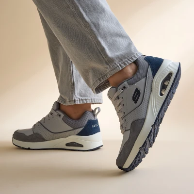 Afbeelding van Skechers UNO Retro ONE Sneakers laag, Heren, Maat: 45, Gry Leer/ synthetisch