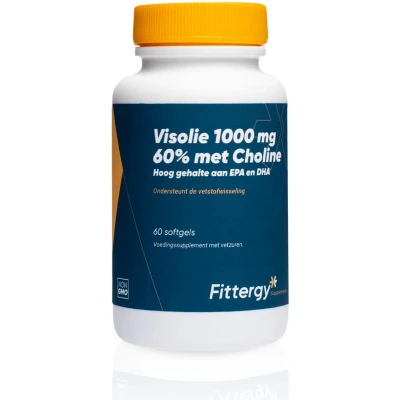 Afbeelding van Gratis Verzending: 2x Fittergy Supplements Visolie 1000mg 60% Met Choline 60 softgels