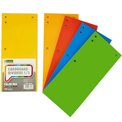 Afbeelding van D.RECT 100 stuks kartonnen scheidingsstrips. 11x24cm scheidingsstroken scheidingsbladen mappen register 160g/m² 5 kleuren: 20 per kleur, 009783