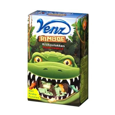 Afbeelding van Venz Rimboe Kroko Vlokken Puur/Vanille 200 g Doos 8 pak