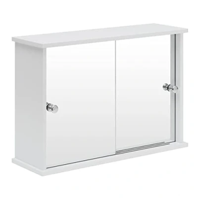 Afbeelding van EUGAD Badkamerkast met spiegel spiegelkast in MDF 2 deuren,Badkamermeubel 55x14x36cm,0021WY