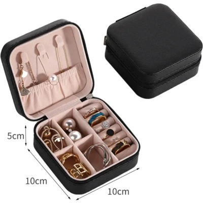 Afbeelding van Moongoods Sieradendoos zwart Juwelendoos Sieradenhouder Reisetui Sieraden organizer Mini beautycase