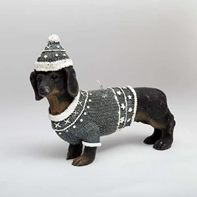Afbeelding van SHATCHI Teckel Wiener beeldje van 20x14 cm, kamer, esthetische, schattige, hondenvormige tafel, decoratieve kerstkaarscadeaus voor dierenliefhebber, was, zwart