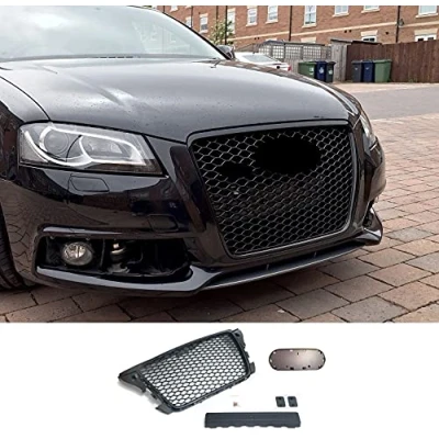 Afbeelding van Geschikt voor Audi A3 8P radiatorgrill, honingraatgrill, frontgrill, embleemhouder zonder PDC