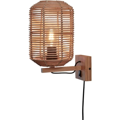 Afbeelding van Good&amp;Mojo Wandlamp Tanami Rotan Koker Small Naturel 25x18x25cm