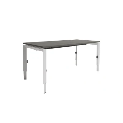 Afbeelding van Linesto N4 bureau, hoogte instelbaar (65 85cm) met 140x80cm logan eiken zwevend 25mm blad en wit (RAL9010) vierpoot N frame (poot rechthoekig 66 x 26