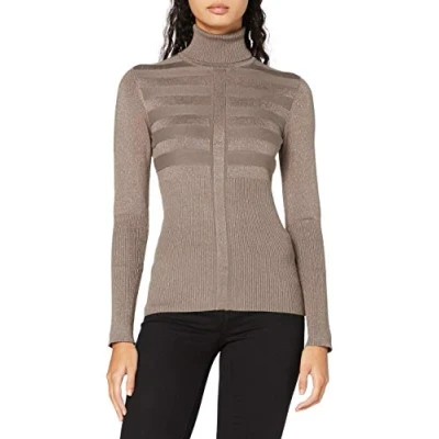 Afbeelding van Morgan 202 Mentosa Coltrui met lange mouwen Lurex Wit TXS dames, Beige (Taupe), L