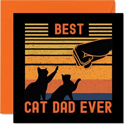 Afbeelding van Vaderdagkaarten voor papa van de kat beste vader ooit verjaardagskaart vader, grappige geschenken, 145mm x grap gelukkige vaderdag wenskaarten cadeau