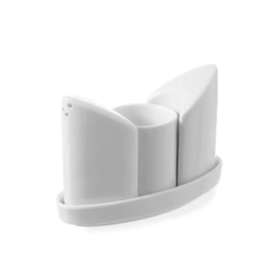 Afbeelding van HENDI Menage porselein Peper, zout en tandenstoker 125x54x(H)90 mm