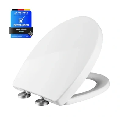 Afbeelding van Ibergrif M41002 WC deksel met zachte sluiting in O vorm snelle ontgrendeling voor eenvoudige reiniging, wit
