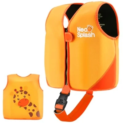Afbeelding van NEO SPLASH Drijfvest voor kinderen, meisjes, jongens, zwemhulp, zwemvest kleine kinderen met verstelbare veiligheidsbandjes, leeftijd 1 6 jaar (KS oranje, 3 6)