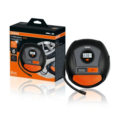 Afbeelding van OSRAM TYREinflate 400, digitale bandenpomp, opwindbare stroomkabel, stroomaansluiting via 12V aansluiting in de auto, banden oppompen 3,5 minuten