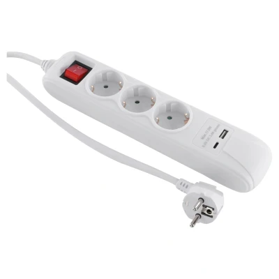 Afbeelding van DWS 3 voudige Stekkerdoos Met USB A C Wit Stekkers
