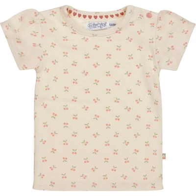 Afbeelding van Dirkje T shirt ss met all over print wit