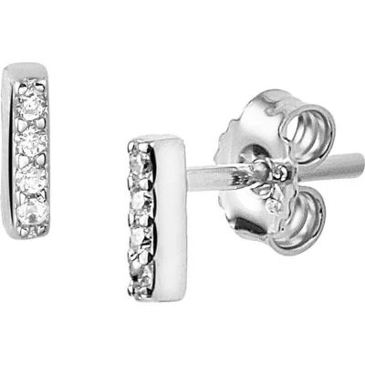 Afbeelding van Oorknoppen Balkje Zirkonia Zilver Gerhodineerd Glanzend 5.5 mm x 1.5