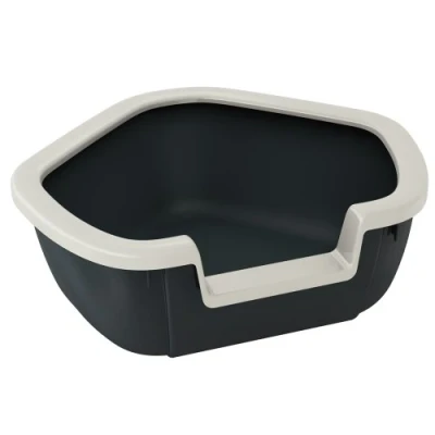 Afbeelding van Ferplast 72039099W1 Hoek kattenbak DAMA, duurzaam plastic, opvangbodem, verwijderbaar frame, zwart