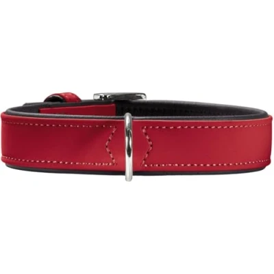 Afbeelding van Hunter halsband voor hond softie kunstleder nubuck look rood / zwart 32 40 cmx28 mm