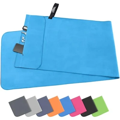 Afbeelding van Pameil microvezel handdoek, 120 x 50 cm, compacte handdoeken, sneldrogend, strandhanddoek, sporthanddoek, fitnesshanddoek, badhanddoek (blauw)