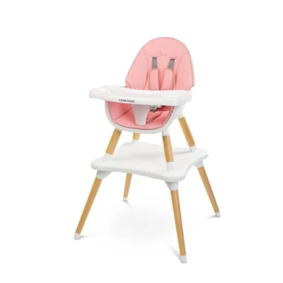 Afbeelding van CARETERO Tuva kinderstoel babyeetkamerstoel van 6 maanden tot 3 jaar draagvermogen 15 kg 2 in 1 of stoel + tafel verstelbaar dienblad Roze