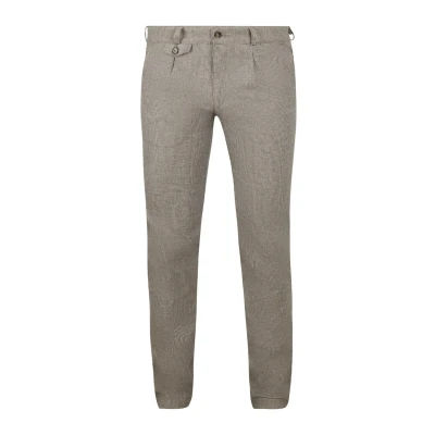 Afbeelding van Suitable Chino broek Pico Pleat Flanel Print Beige Maat 48 Heren Mannen broeken