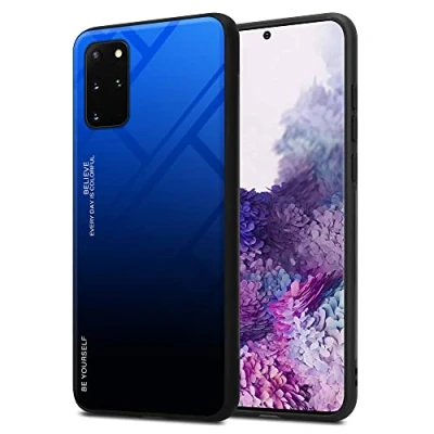 Afbeelding van Cadorabo Hoesje geschikt voor Samsung Galaxy S20 PLUS in BLAUW ZWART Tweekleurige beschermhoes TPU silicone Case