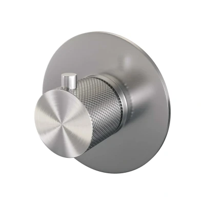 Afbeelding van Brauer Brushed carving inbouwthermostaat inbouwdeel 1 knop PVD geborsteld RVS