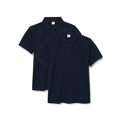 Afbeelding van FM London (2 pack) Heren poloshirt Katoen stretch, getailleerde poloshirts, marineblauw, S