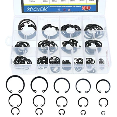 Afbeelding van Glarks 300 stuks 15 maat metrische interne borgringen Snap borgring assortiment kit, zwart gelegeerd staal