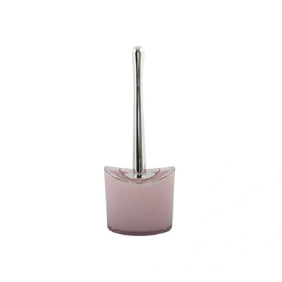 Afbeelding van MSV Toiletborstel in houder/wc borstel Aveiro PS kunststof/rvs lichtroze/zilver 37 x 14 cm Toiletborstels